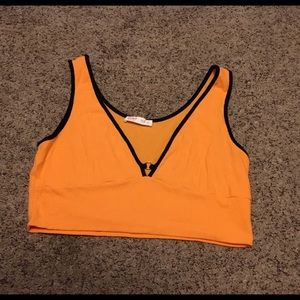 TRADED Orange plunge crop top